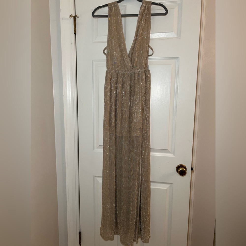 Gold sexy long dress